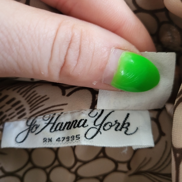 Jo Hanna York Vintage Peacock Feather Print Midi Dress Tan and Brown Size 10 - Picture 4 of 11